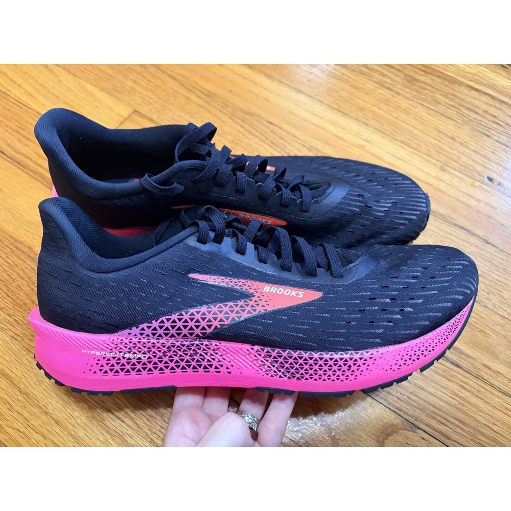 Brooks Hyperion Tempo Women's Running Sneakers Lace Up Low Top Black Pink 11